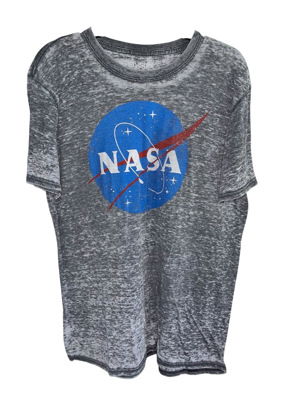 Fifth Sun NASA Unisex Large Gray Acid Wash Graphic T-Shirt